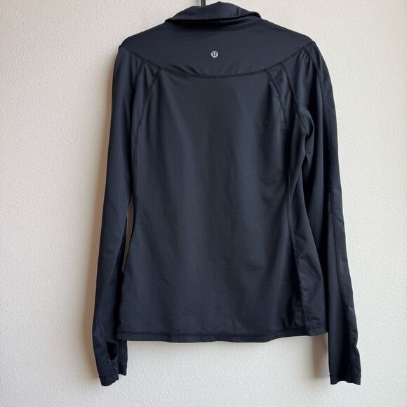 Lululemon Run Trail Fold Collar Long Sleeve Black Thumb Hole Size 8 Medium - Picture 5 of 8